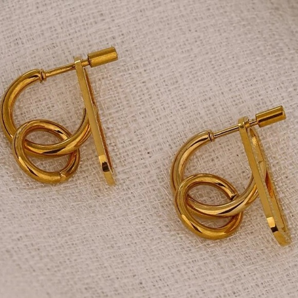 💛Gold plated screw buckle geometric earrings - Picture 5 of 7